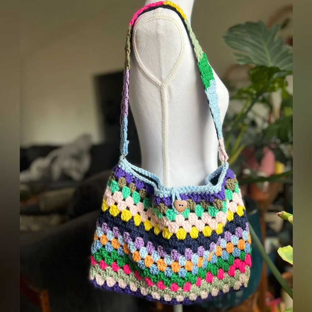 Colorful Crochet Shoulder Bag - Picture 1 of 7